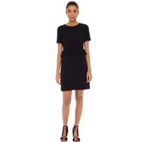 CLUB MONACO Bridette black peplum short sleeve mini dress size 00 - Picture 1 of 10